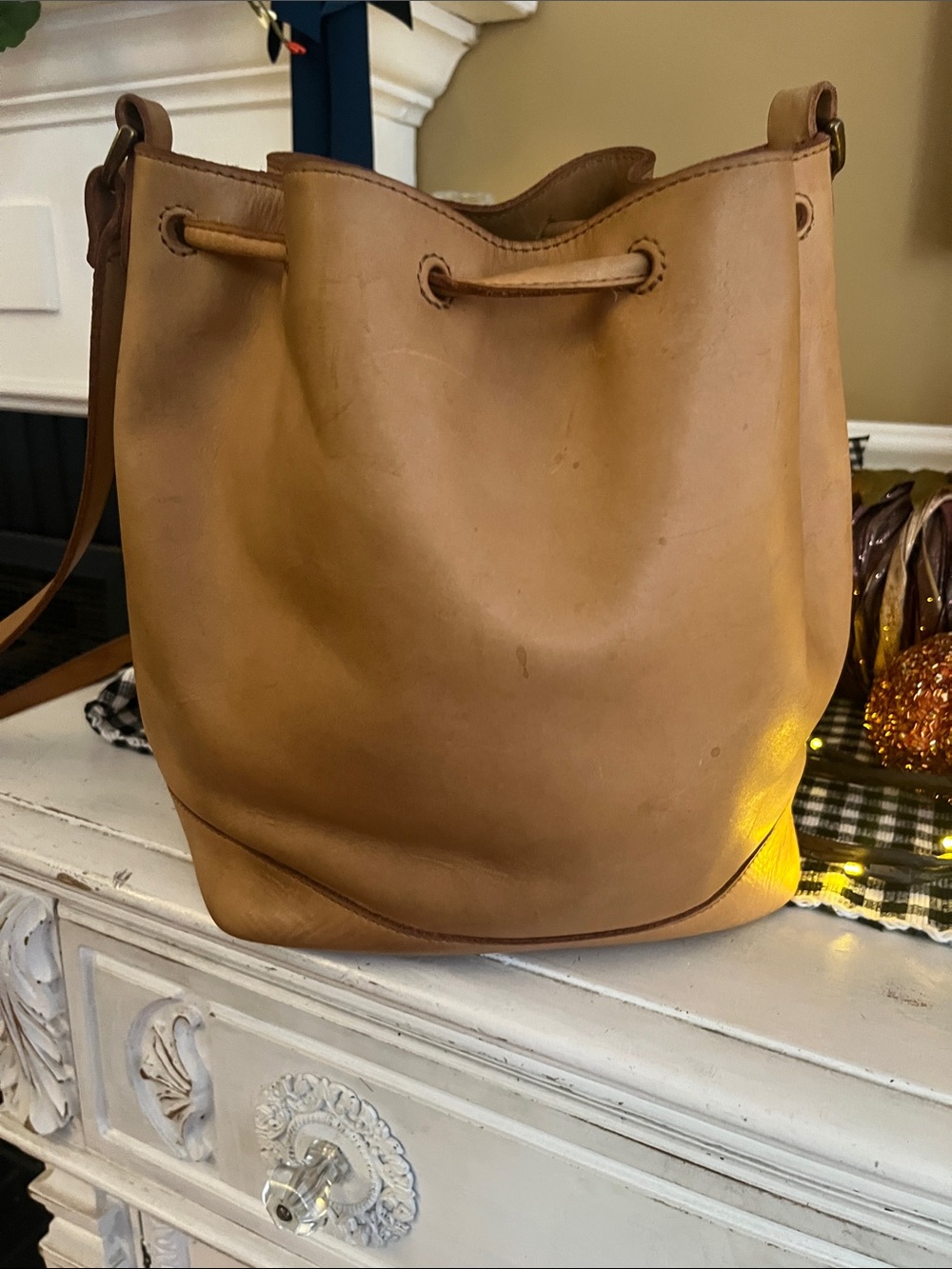 Madewell Tan Leather Drawstring Backpack - Picture 3 of 5